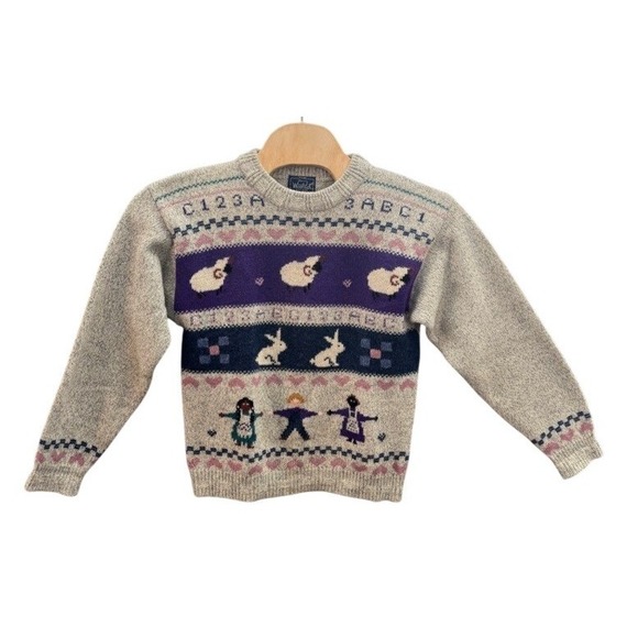 Woolrich Sweaters - Vintage Woolrich Woman Wool Blend Sheep Bunny Novelty Knit Sweater Gray Large